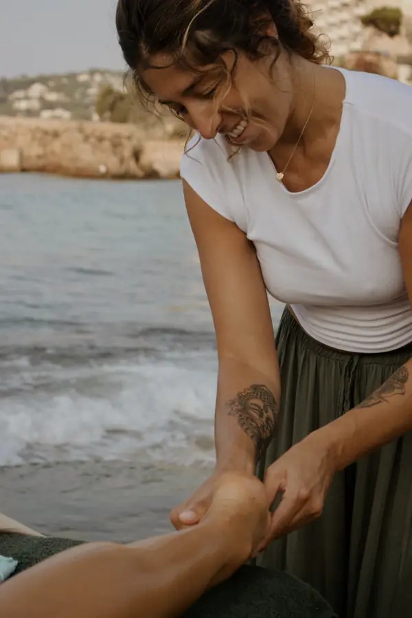 Masaje relajante — Celeste sonriendo
